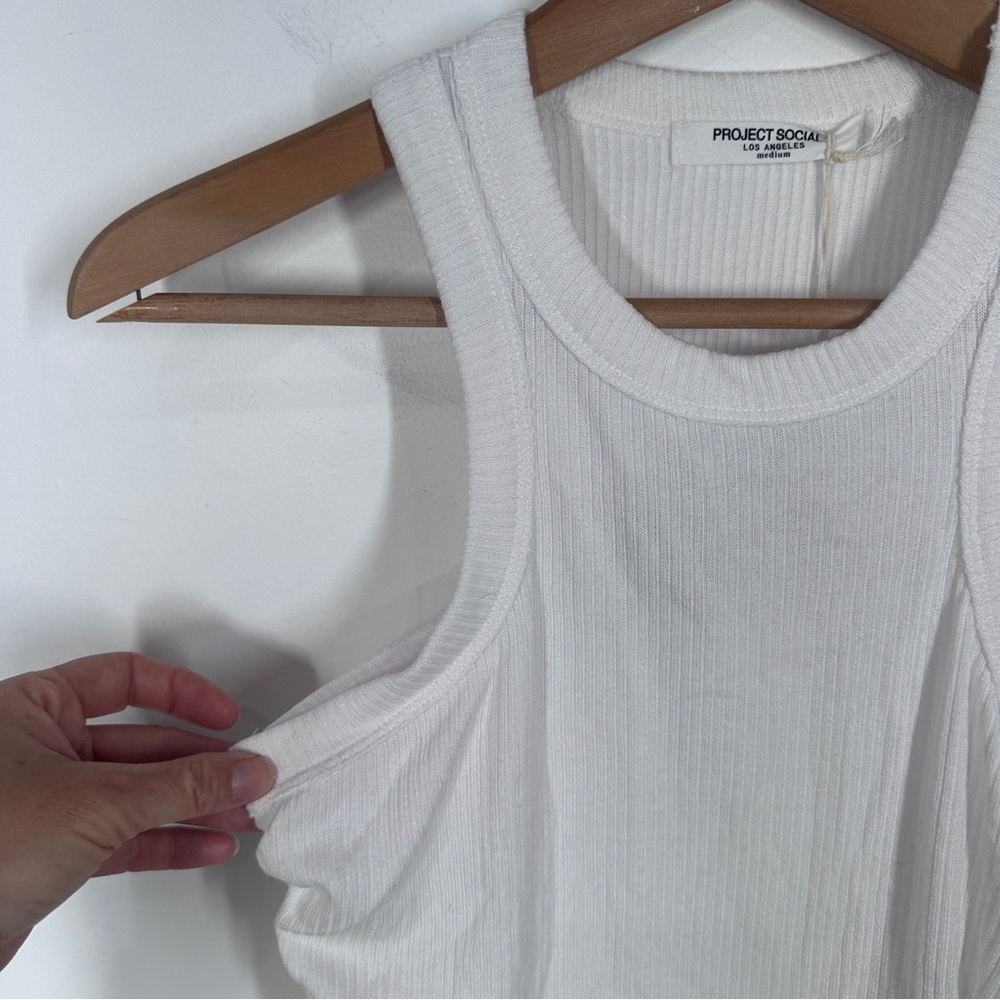 NWT Project Social T Made For You Front Racer Tank Medium Ribbed Ruched - Picture 5 of 8